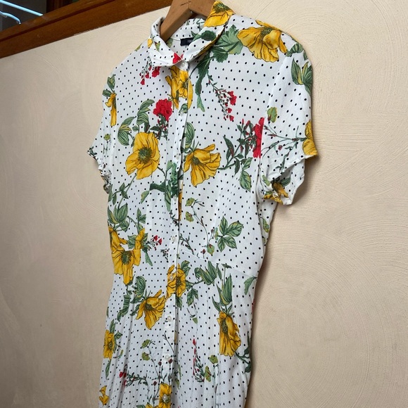 Forever 21 White Floral Dress with Black Polka Dots - Picture 2 of 5